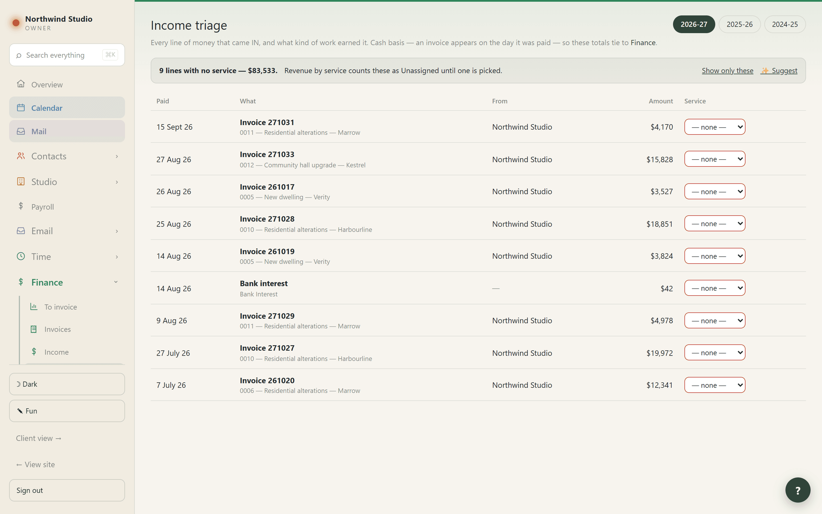 Income triage, giving the year’s money its categories